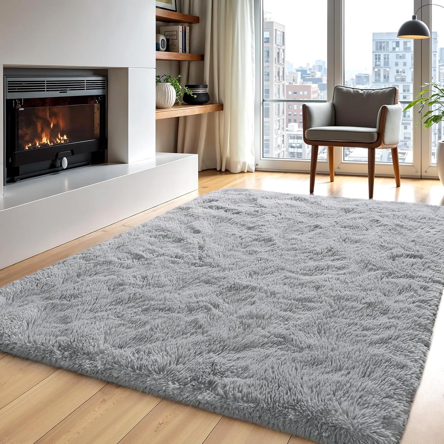Gray High-Pile High-Value Indoor Decor Rug